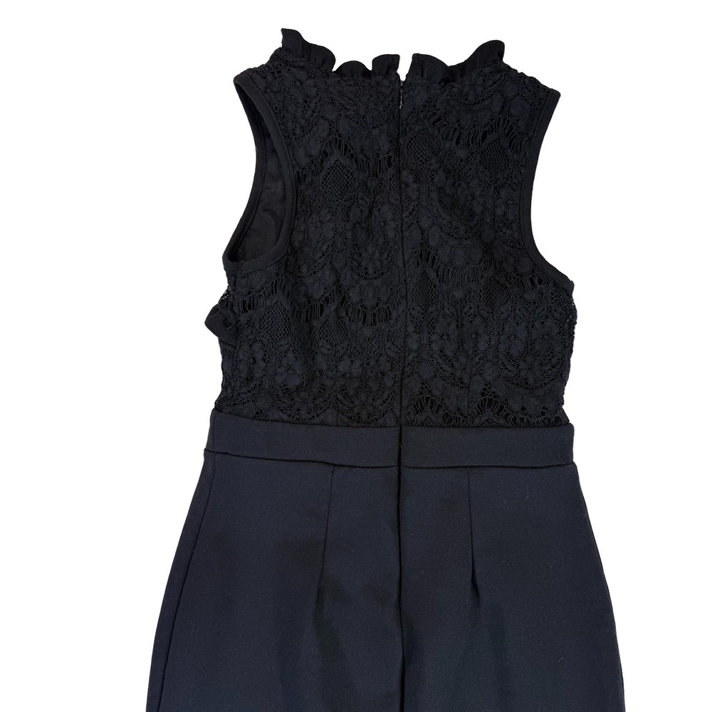 Nicole Miller Black Lace Midi Dress XS Ruffle Romantic Cocktail Bodycon Sheath - Picture 5 of 12